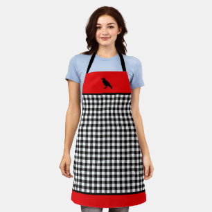 Tablier Bison noir et blanc Plaid Red Trier Corbeau noir
