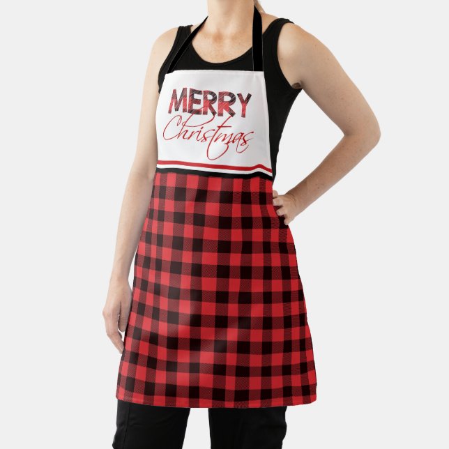 Tablier Bison rouge et noir Plaid Christmas Apron (Insitu)
