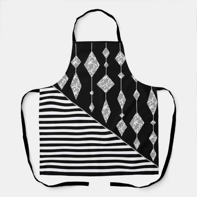 Tablier Black and white, abstract, geometric, simple, scan (Recto)