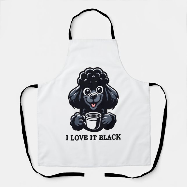 Tablier Black Poodle aime le café noir (Recto)