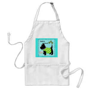 Tablier Black Scottie Dog Nom personnalisé Turquoise Turq