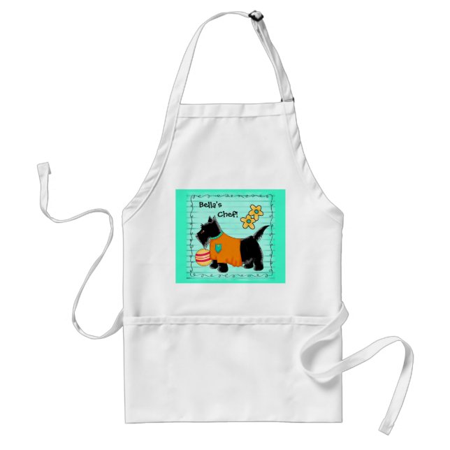Tablier Black Scottie Terrier Chien Nom Personnalisé Turqu (Devant)