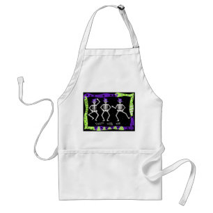 Tablier Black White Halloween Skeleton Bones Danse