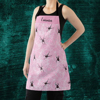 Tablier Black Widow Spider Web Pastel Pink 