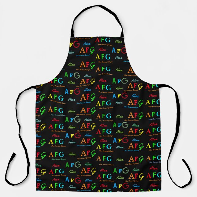 Tablier blackapron avec motif de noms de couleurs et initi (Recto)
