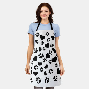 Tablier blanc avec Motif Coeur et Empreintes de pa