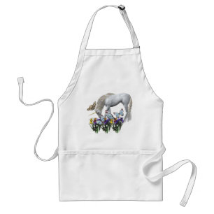 Tablier blanc d'imaginaire de papillons de licorne