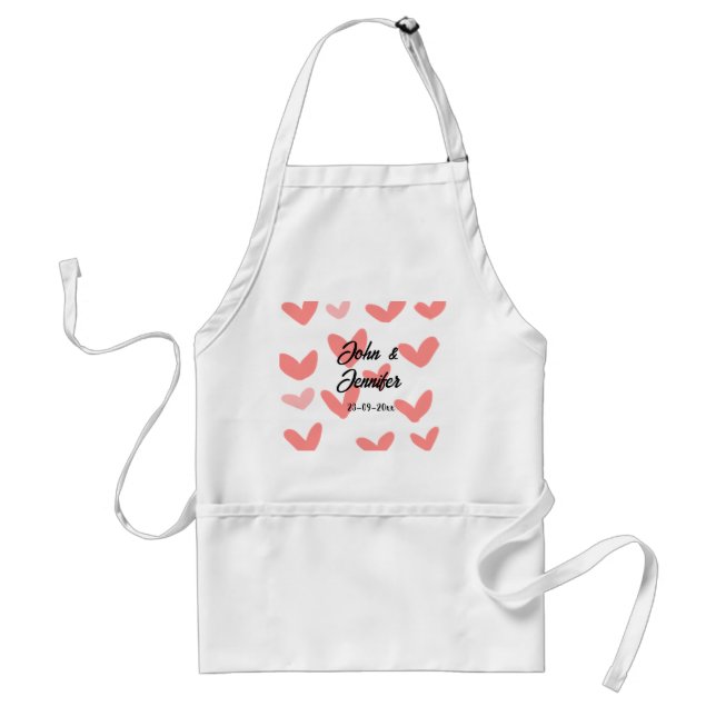 Tablier blanc simple style de texte mariage rouge coeur (Devant)
