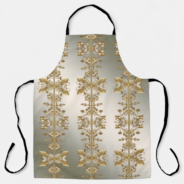 Tablier Blancs ornés d'or floral (Recto)