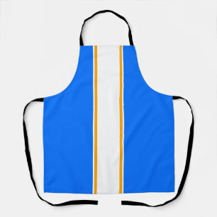 Tablier Bleu clair bleu jaune blanc centre rayures