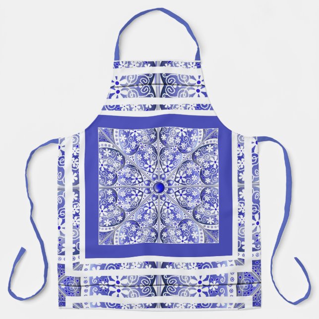 Tablier Bleu de dentelle en céramique de Grèce (Recto)