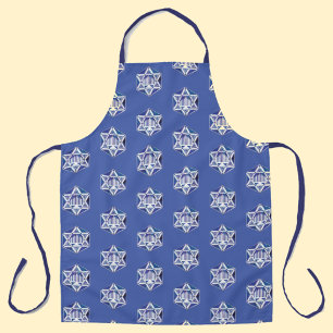 Tablier bleu de Hanoukka à motif d'étoile et de me