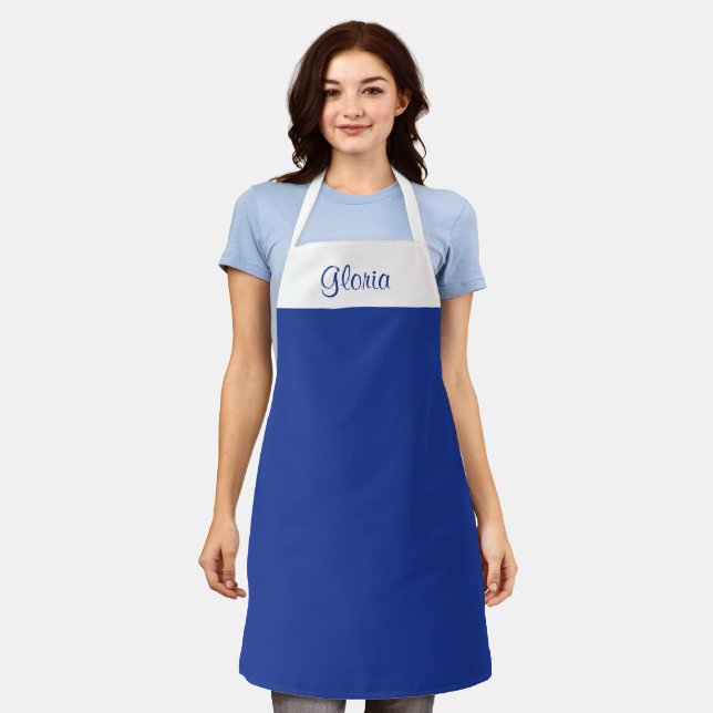 Tablier Bleu et blanc (Porté)