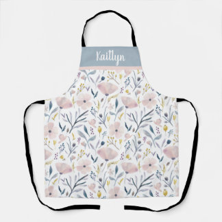 Tablier Bleu et rose Pastel Floral Garden Motif sur mesure