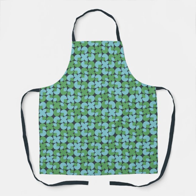 Tablier Bleu et vert Rétro Formes organiques Apron (Recto)