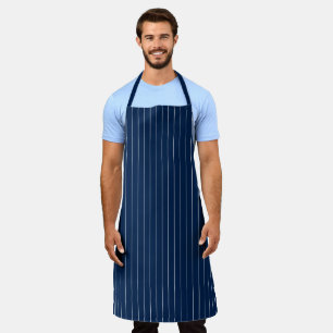 Tablier Bleu marine minimaliste rayures verticales blanche