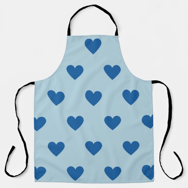 Tablier Bleu mignon simple Motif de coeur (Recto)
