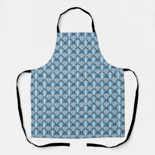 Tablier Bleu motif à rayures verticales avec coeur rétro e