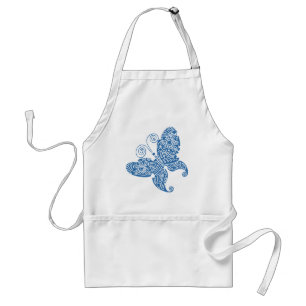 Tablier bleu papillon