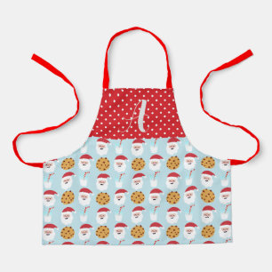 Tablier Bleu Père Noël Lait et biscuits Apron, petit tabli