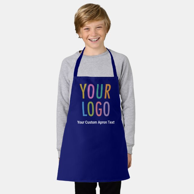 Tablier bleu personnalisé avec logo et texte de l' (Porté)