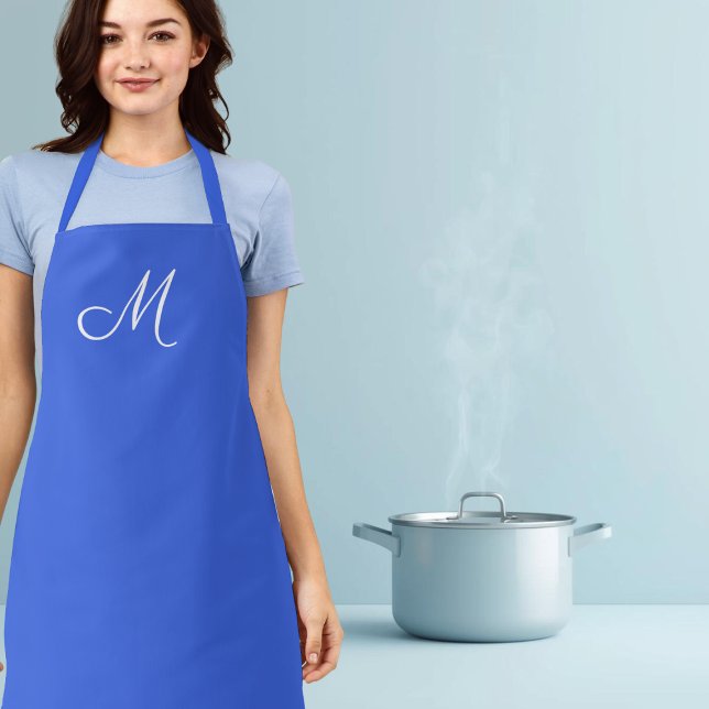 Tablier Bleu Royal -  monogrammé  (Créateur téléchargé)