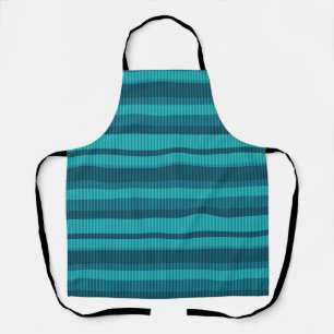 Tablier bleu turquoise nuances rayées motif vertical