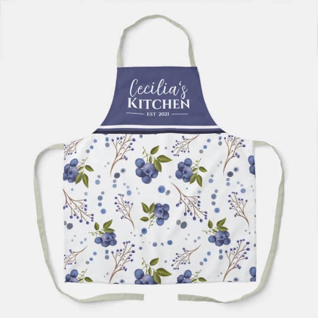 Tablier Bleuets de campagne Aire de cuisine personnalisée (Recto)