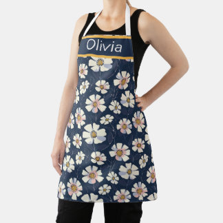 Tablier Blue and Floral Pattern