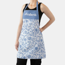 Blue and White Floral Custom Name Botanical Bold