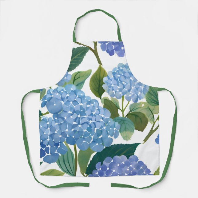 Tablier Blue Hydrangeas | Beau Floral Bush (Recto)