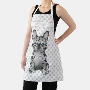 Tablier Blue Merle French Bulldog Frenchie Cute Dog & Name