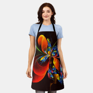 Tablier Blue Orange Floral Moderne Art Abstrait Motif #03