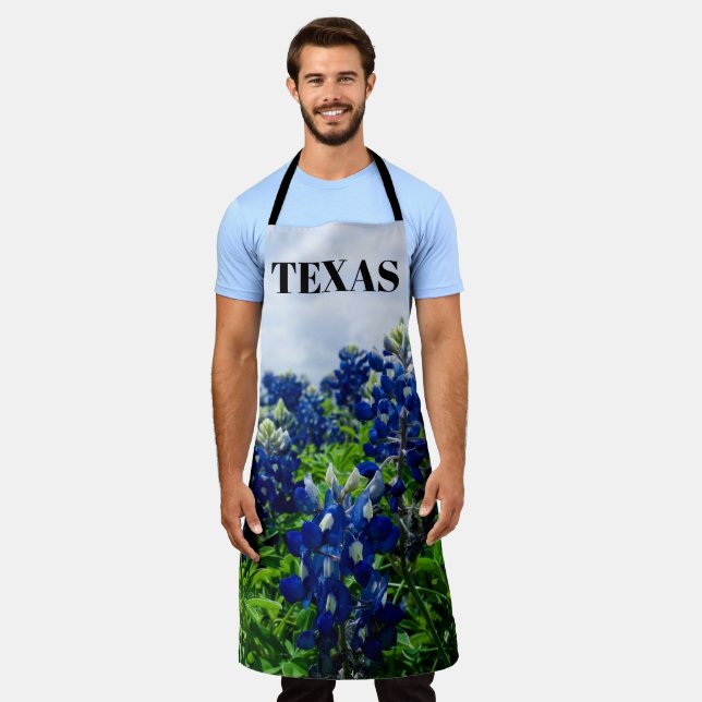 Tablier Bluebonnets Blue Floral Texas Texan Elegant (Porté)