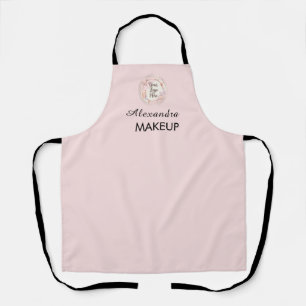 Tablier Blush Rose Logo Script Maquillage Staff