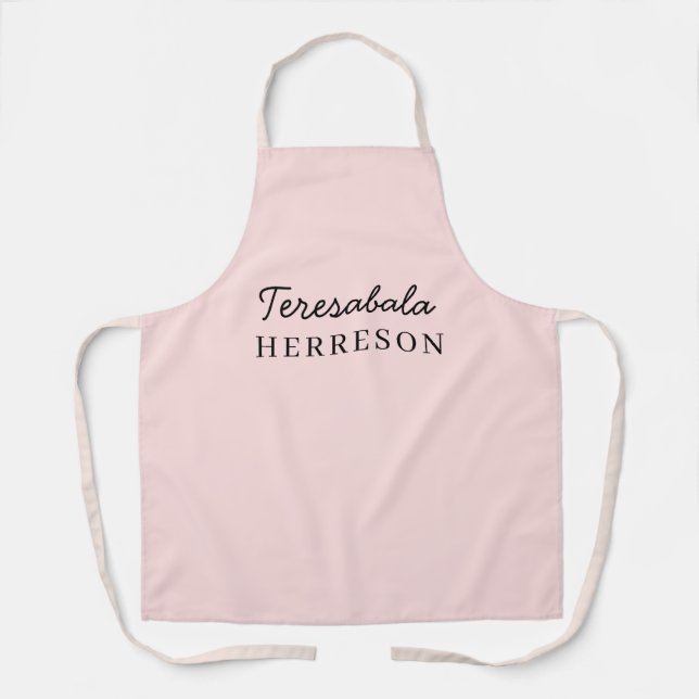 Tablier Blush Rose Monogramme Minimaliste Moderne Féminin (Recto)