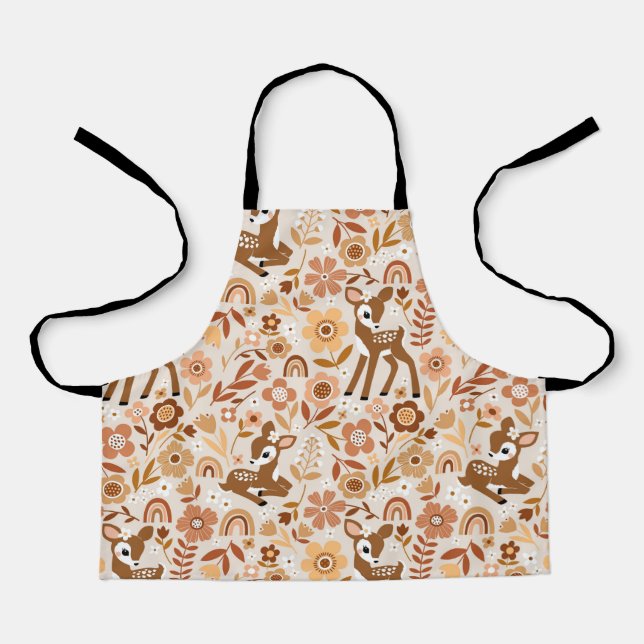 Tablier Boeuf mignon cerf modèle floral (Recto)