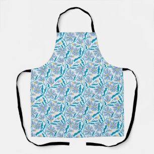 Tablier Boho bleu Abstrait motif floral