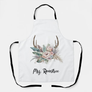 Tablier Boho Deer Antler Floral Mariage