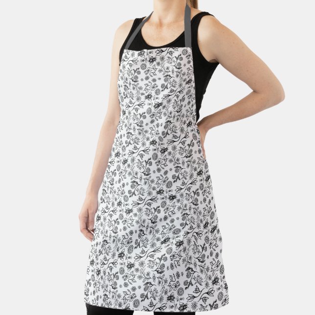 Tablier Boho Été Floral Miel Abeille Motif blanc mignonne (Insitu)