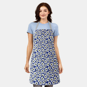 Tablier Boho Fleurs Sauvages Sur Bleu 