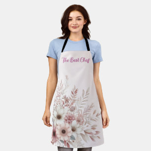 Tablier Boho floral avec un rougissement rose