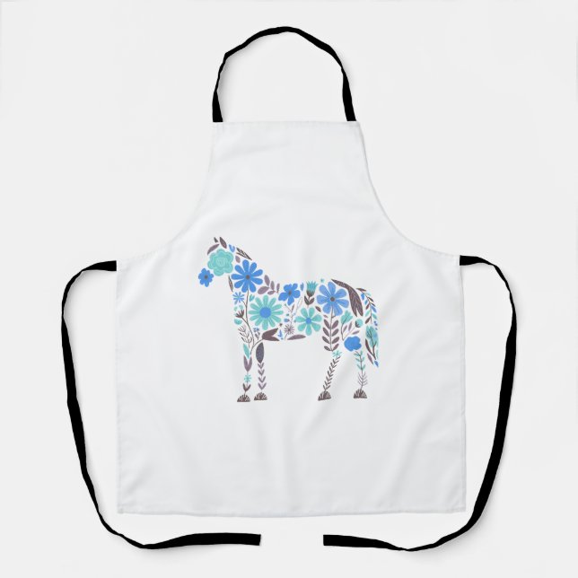 Tablier Boho Floral Horse (Recto)