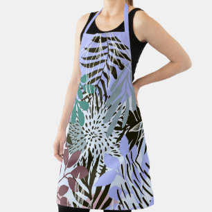 Tablier Boho Lavender, Vert et Feuilles Turquoises