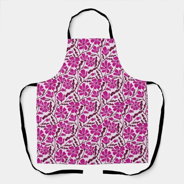 Tablier Boho Purple Abstrait motif floral (Recto)