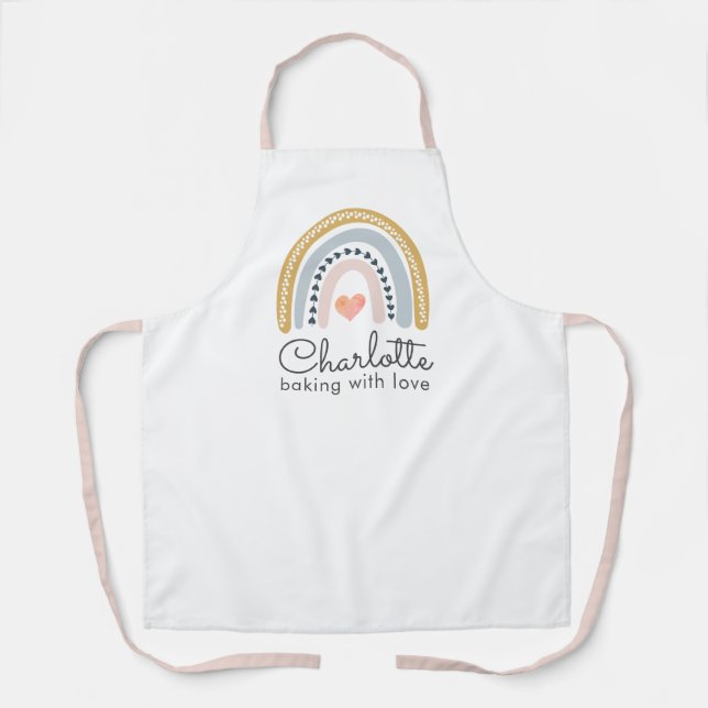 Tablier Boho Rainbow Cuisson Avec Amour (Recto)