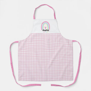 Tablier Boho Rose Gingham Maman Personnalisée Année de cré