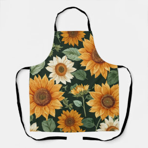 Tablier Boho Terracotta Vintage Motif tournesol