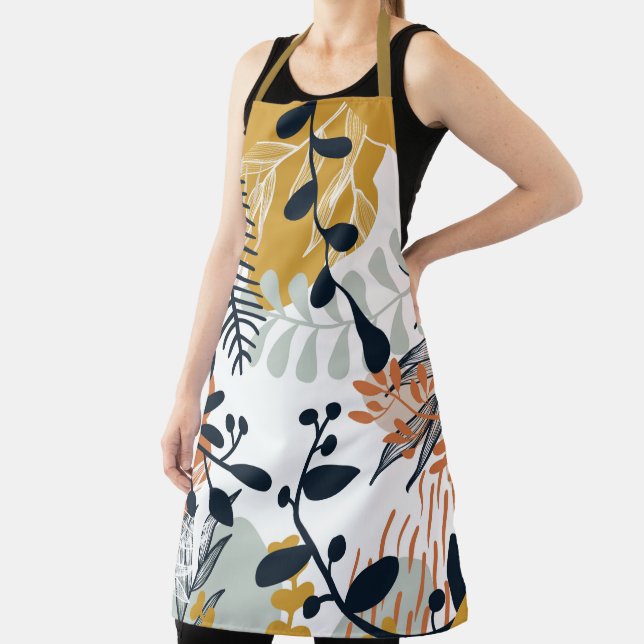 Tablier Boho White et Feuilles de la Marine (Insitu)