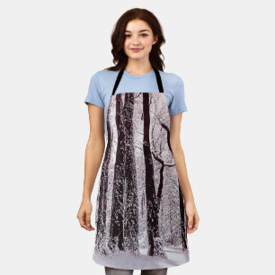 TABLIER BOIS FORESTIER NEIGE HIVER SCÉNARIO